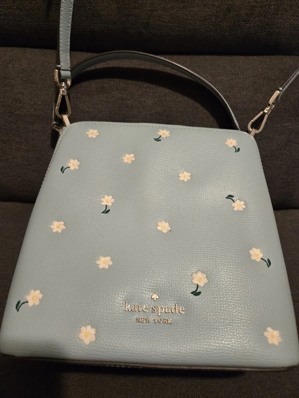 Kate Spade Daisy Embroidered Light Blue Crossbody Bag